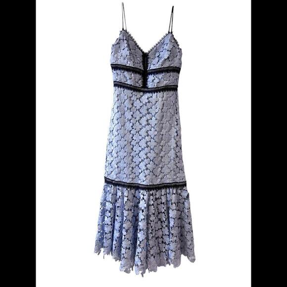 Jill Stuart Blue Lace Crochet Elle Sleeveless Cocktail Midi Tea Dress Sz 4 NWoT - Picture 2 of 10